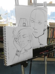 Basic head and hand illustration to model jewelry on